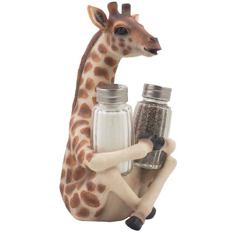 DWK Safari Giraffe Long Neck Salt Pepper Shaker Holder Set Kitchen Decor Figurine Statue - Image 3